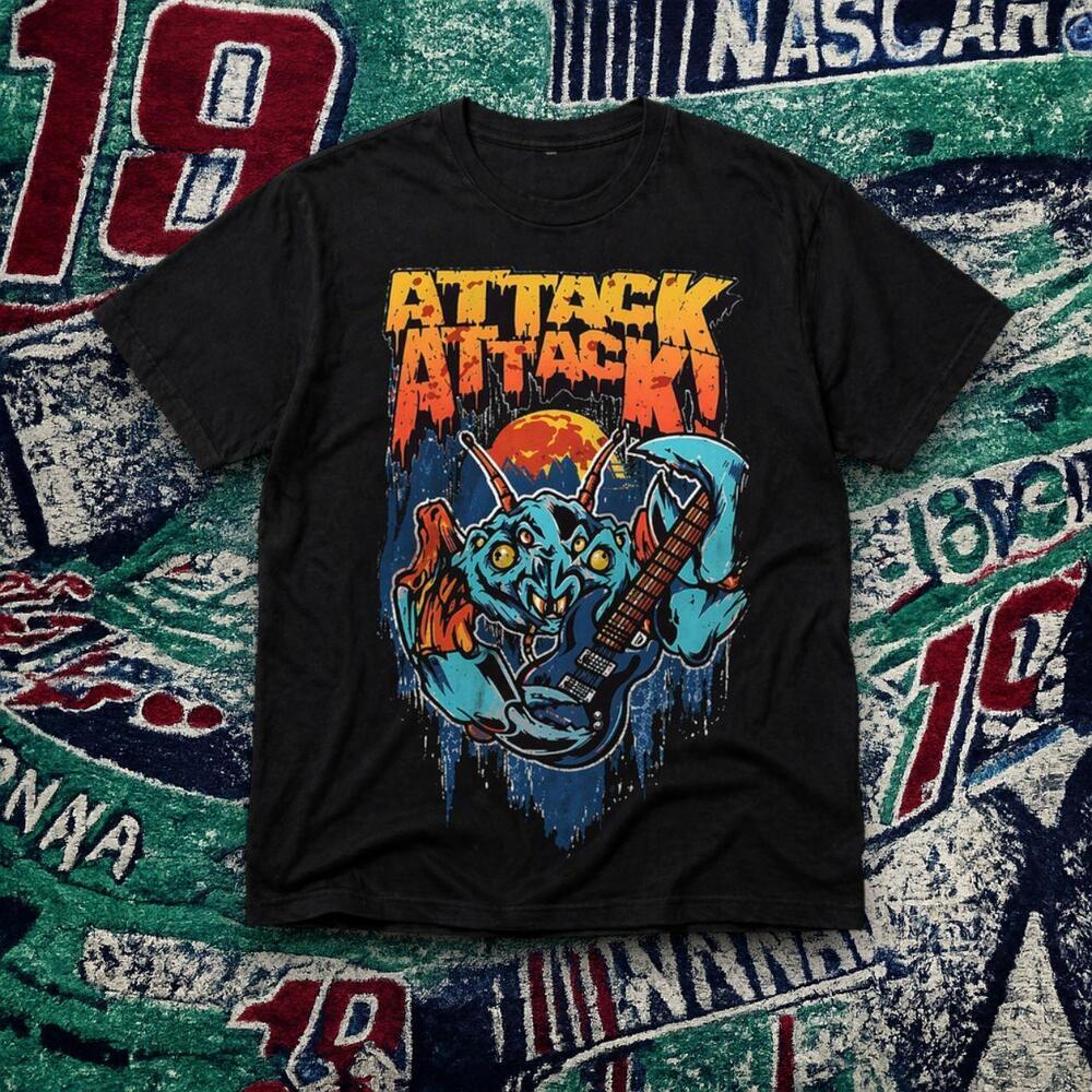 Attack Attack Graphic Black T Shirt Monster Guitar Band Tee Unisex
